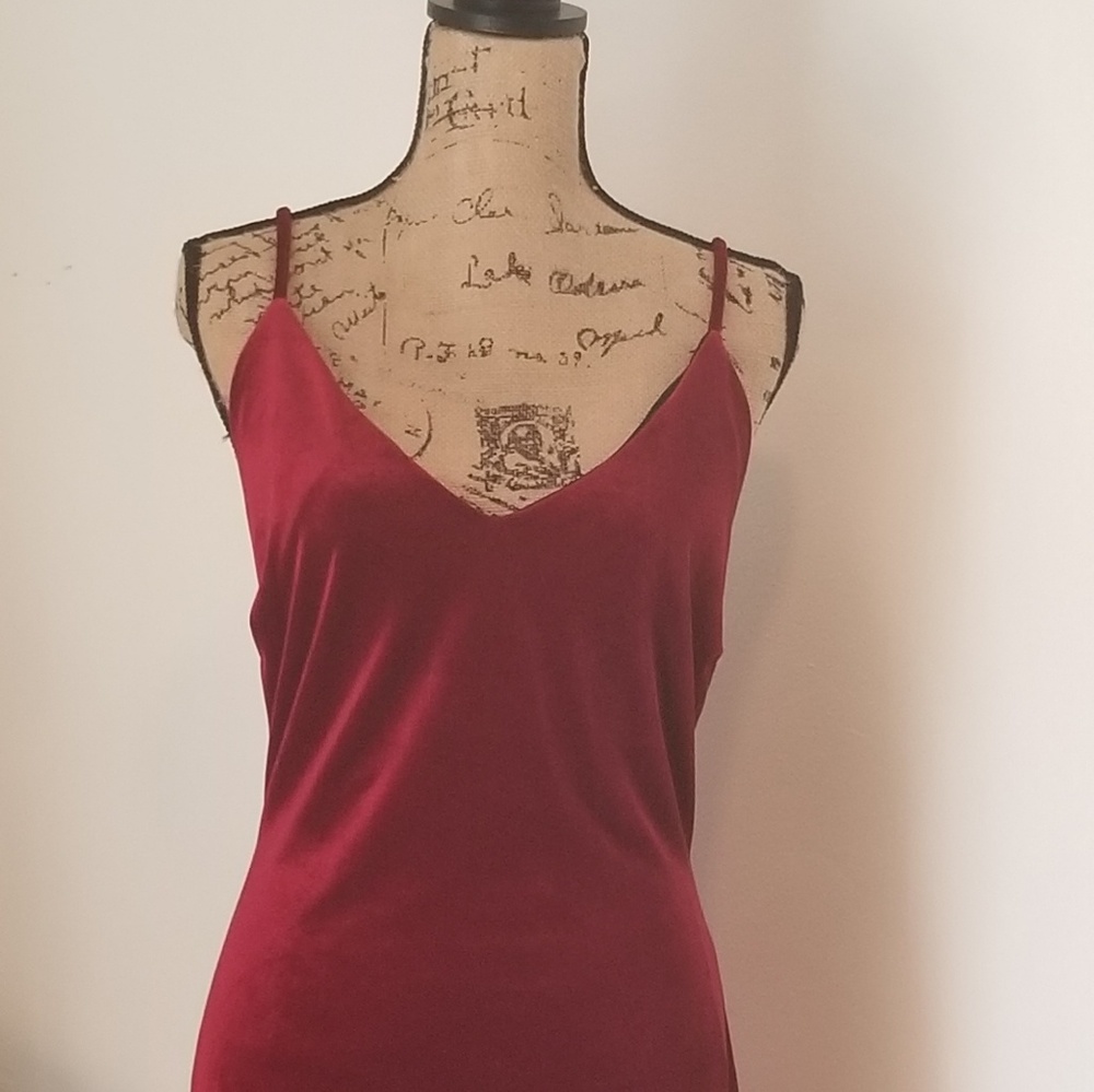 Burgundy velvet bodycon dress